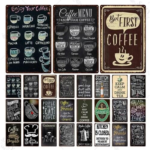 Keep Calm And Drinking Tea Metal Signs Shabby Vintage Wall Art Metal Plate Coffee Beer Kitchen Pub Bar Decoration Metal Tin Sign