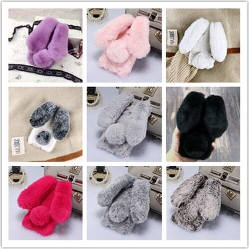 Rabbit Fur Case For Huawei Honor 20 Lite 20s V30 Pro Play 3 7A 7S 9 Lite 8 7X 7C 6X 9X 6A 5X 5C 4X 4X 4A Plush Fluffy Cover