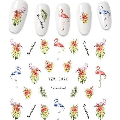Flower Flamingo Nail Sticker Art Pang Meng Animal Cute Transfer Sticker Ink Painting Pattern Nail Art
