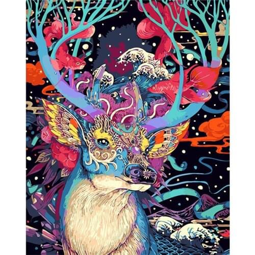 DIY Digital Painting By Numbers Package Colorful deer oil painting mural Kits Coloring Wall Art Picture Gift frameless
