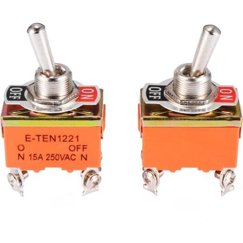 2pcs Electric Toggle Switch AC 250V 15A Amps On/Off 2 Position DPST Switches 4 Screw Terminals For Switching Lights Motors