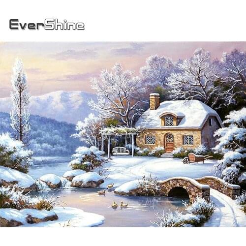 EverShine Diamond Painting New Arrivals Winter Snow Scene Diamond Embroidery Nature Landscape Diamond Mosaic Bead Picture Kits
