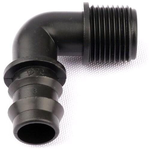 6pcs 1/2 inch-DN20 PE Pipe Male Thread Elbow Barbed Connector PE Garden Hose Parts Horticulture Irrigation System Fittings