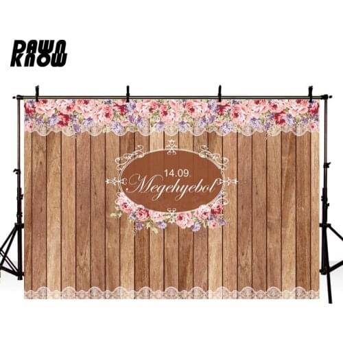 DAWNKNOW Flower Wall Photography Background Floral Wood Wall Backdrop Wedding Celebrations Event Photocall Customize lv2186