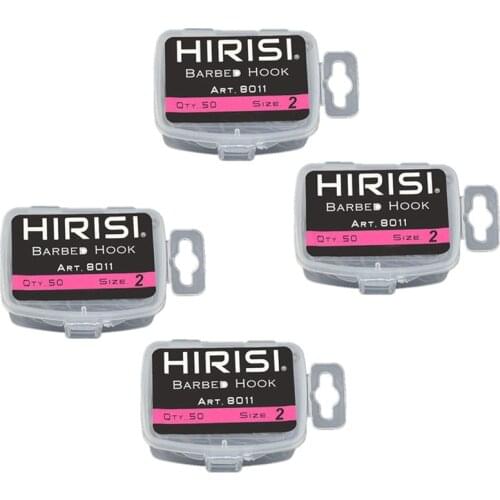 Hirisi 200 Pcs Coating High Carbon Stainless Steel Barbed Hooks Carp Fishing Hooks Pack with 8011 8 & 10