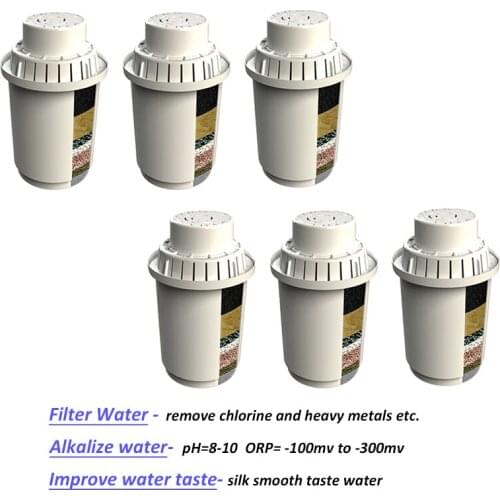 6 packs ph 8-10 orp -100mv to -300mv Replacement Filter Cartridges for 3.5L alkaline water pitcher water filter purifier