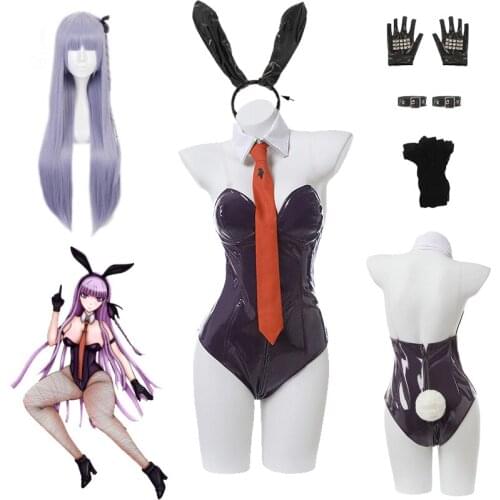 Danganronpa Cosplay Kirigiri Kyouko Cosplay Costume Women Sexy Bunny Girl Jumpsuit Full Set Halloween Costumes Free Shipping