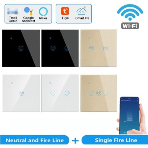 1/2/3/4Gang EU UK Wall Touch Light Interruptor Wifi Smart Sensor Switch Support Alexa/Google Home System