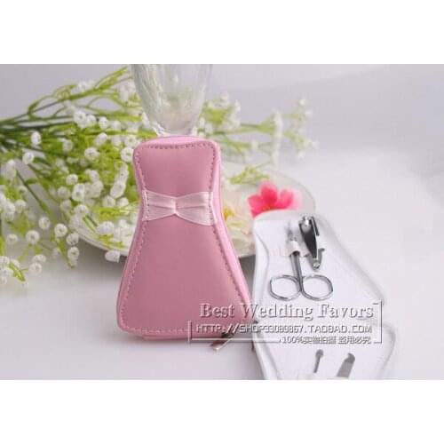 New Arrivals Wedding gifts Pink or White color Dress Design Manicure Kit Bridal Shower Favors FREE SHIPPING 100sets/lot
