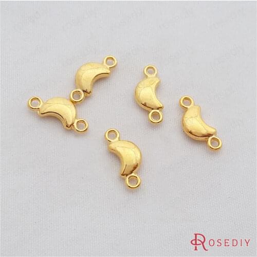 Wholesale 15*6mm Gold color 2 Holes Moon Zinc Alloy Connectors Charms Pendants Diy Jewelry Findings Accessories 50 pcs(JM7315)