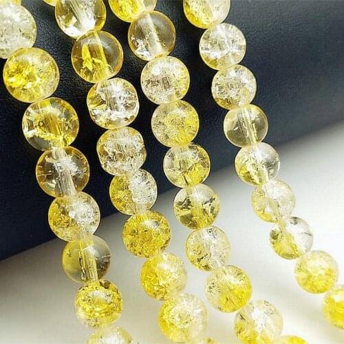 Wholesale Yellow white Cracked Glass Beads Losse Round Beads For Jewelry Making DIY Bracelet Earrings Charms Necklace 6/8/10mm