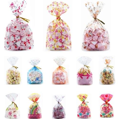 50pcs Plastic Bag For Gift 13X19cm Candies And Sweets Packaging Bags Birthday Wedding Party Christmas Gift Wrapping