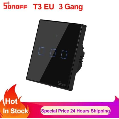 Sonoff TX T1 EU 3 Gang Wireless Smart Wifi Switch 433 RF Smart Home Remote Control Wall Light Touch Sound Switch Work with Alexa