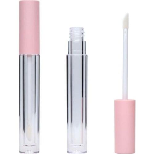 4.5ml Empty Transparent Plastic Lip Gloss Tube Clear Cosmetic Container Pink Cap Lipgloss Wand Tubes Refillable Bootle 30/50pcs