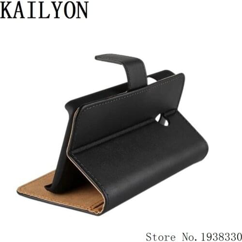 KAILYON Luxury Retro Real Genuine Leather Case For Huawei Ascend Y330 Flip Wallet Stand Book Style Cell Phone Cover Bag With Car
