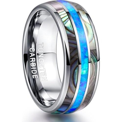 MIQIAO Stainless Steel Blue Shell Vintage Rings for Men Women Friends Couple Wedding Engagement Gift Fashion Jewelry Gothic Boho