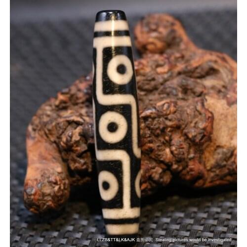 Magic Power Energy Tibetan Old Agate 9 Eye Long Master Kingdom dZi Bead Amulet Pendant LKbrother Talisman UPD210528A1