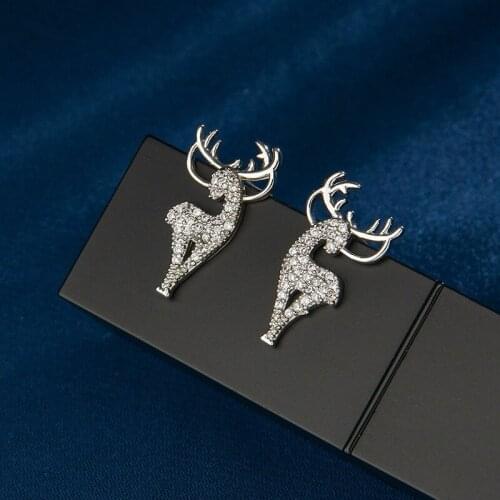Cute Sika Deer Stud Earrings for Women Fairy Animal Gold Cubic Zirconia Earrings Girls Birthday Party Gift Jewelry Pendientes