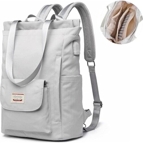 Ladies Waterproof Fashion Laptop Backpack Women 13 13.3 14 15 15.6 Inch Korean Oxford Canvas USB College Back Pack Bag Girls Sac