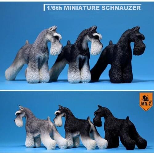 1:6Mr.Z resin material PVC miniature simulation model Schnauzer dog model toy accessories indoor desk decoration gift collection
