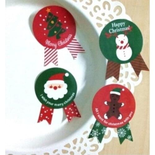 10pcs/bag Bakery Bags Christmas Elderly Tree Snowman Gingerbread Elk Seal Sticker Biscuit Bag Cake Box Sticker