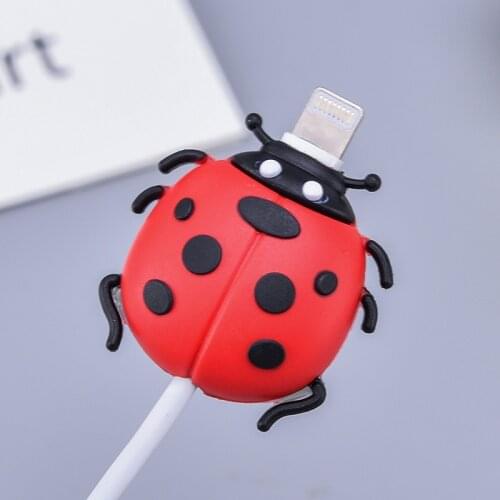 100pcs Cute Bite Cartoon Animal Insect Cable-Winder USB Data Line Protector Cord Cover Silicone Decorate Smartphone Accessories
