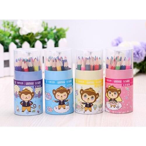 288 pcs/12 sets cute colored pencils with sharpener 24 colors kids graffiti drawing pencil student stationery kawaii gift prizes