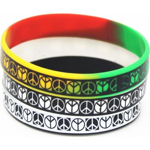 3PCS Jewelry Punk Rock Silicone Wristband Black White Color Sports Bracelets&Bangles Rubber Charm for Adults Gifts SH129