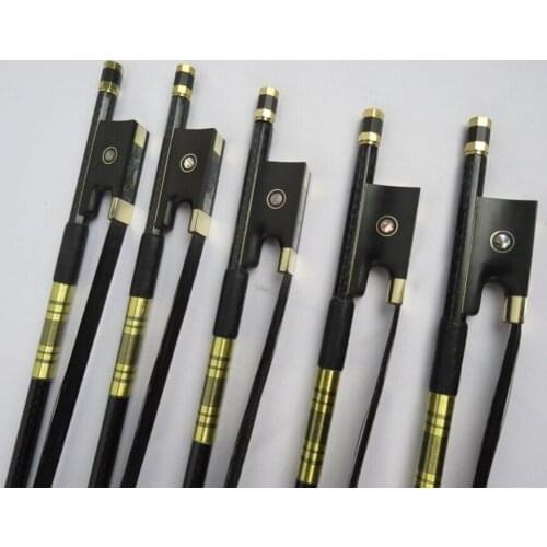 4pcs plaid Carbon fiber violin bow 4/4,black bow hair.gold colour fittings