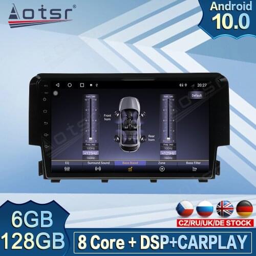 6GB 128GB Carplay Car Multimedia For Honda Civic 2016 - 2018 DVD Video Player Car GPS Navigation Android Radio Screen Stereo
