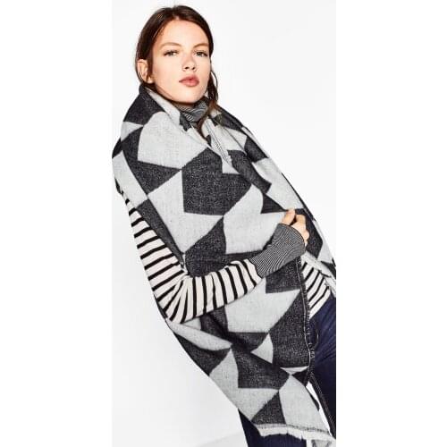 White&black houndstooth Winter scarf wraps Imitation Cashmere pashmina women scarfs thick Dual shawl hijab poncho for ladies