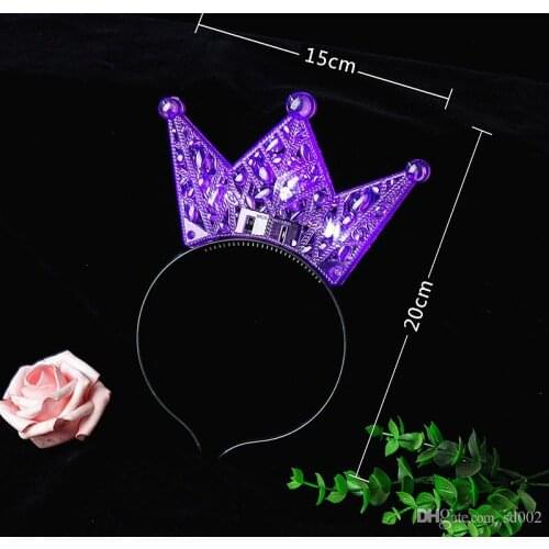 Free shipping Lovely Kids Head Band Luminous LED Light Hair Hoop Hollow Out Design Plastic Crown Headband For Halloween