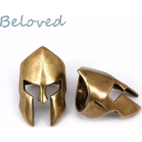 Warrior helmet Beads, Antique Brass Helmet Charms For Mens Bracelet Making, Skull Head Pendant Charms, BG18193