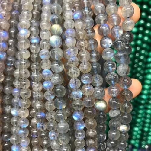 Genuine Nature Gray Moonstone Beads labradorite grade 7A 5A 3A Semi-Finished Stone Accessories For Jewelry Making Charm Bracelet