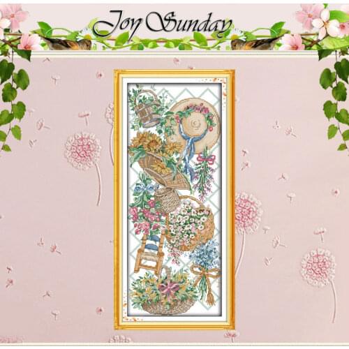 Flower Basket (5) Patterns Counted Cross Stitch 11CT 14CT Cross Stitch Set Wholesale Cross-stitch Kit Embroidery Needlework