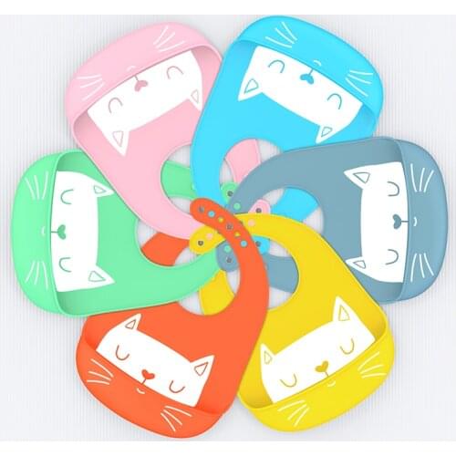 Food Grade Silicone Baby Bib Drool bib Soft And Comfortable Saliva Towel Oil-proof Lunch Baby Bib Cartoon animal bib Adjustable