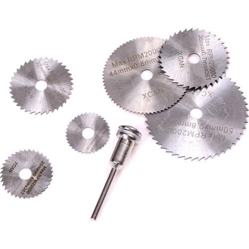 7 PCS HSS Rotary Tool Circular Saw Blades Cutting Discs Mandrel for Dremel Cut off Tool Parts Wholesale 22 /25 /32 /35 /44 /50mm