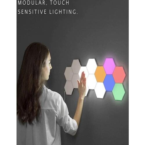 DIY Wall Lamp Touch Switch Quantum Lamp White Light LED Hexagon Lamp Modular Color Remote Control Creative Decorativ