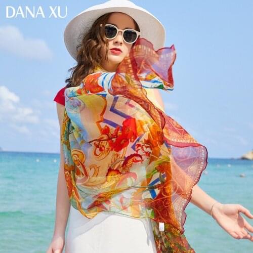 2019 Silk Long Scarf Luxury Brand Women New Design Beach Blanket Shawl Wear Swimwear Bandana Hijab Face Shield Foulard 245*110cm