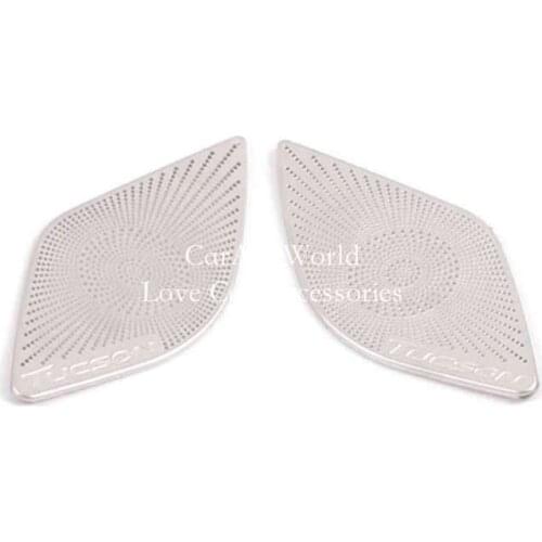 For Hyundai Tucson 2015-2019 Interior Door Handle Speaker Stereo Ring Cover Audio Horn Frame Garnish Stainless Steel Accessories
