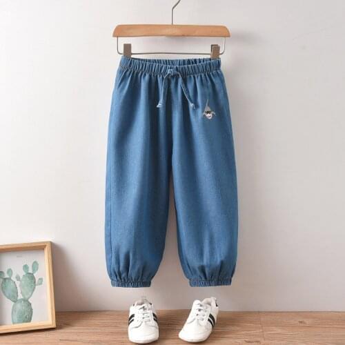 Casual Pants for Boys and Girls Spring & Autumn & Summer Mosquito-proof Children Fashion Clothing Jeans Thin Trousers 2-7y