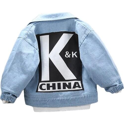 Baby Denim Jacket Boys Girls Thin Zipper Clothes Coat Infant Letter Printed Outerwear Toddler Trench Jean Jackets Spring Autumn