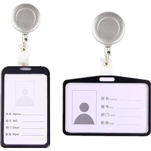 Metal Employees Staff Work Card Holder with Retractable Badge Reel Keychain ID Name Tag Office Building Pass Access Card Cover