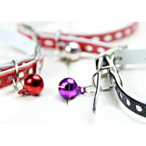 Cute Adjustable Dog Cat Pet Supplies Buckle Faux Leather Neck Collar with Bell equipment tools for Pet Products Dog Accessories