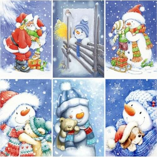MomoArt 5D DIY Diamond Embroidery Snowman Full Square Round Diamond Painting Sale Cartoon Cross Stitch Christmas Home Decor Gift
