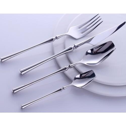 Western Portable Cutlery Set Travel Tableware 24pcs 304 Stainless Steel Dinner Set With Luxury Handle Knife Fork Dinnerware