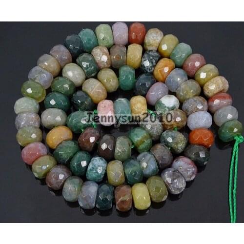 Natural Indian Ag-ate Gems stones 5mm x 8mm Faceted Rondelle Spacer Loose Beads 15'' Jewelry Design 5 Strands/Pack