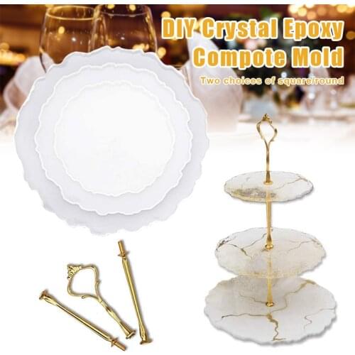 New 3 Layers Fruits Trays Dishes Resin Casting Silicone Mold Cake Stand Agate DIY Decoration SCI88