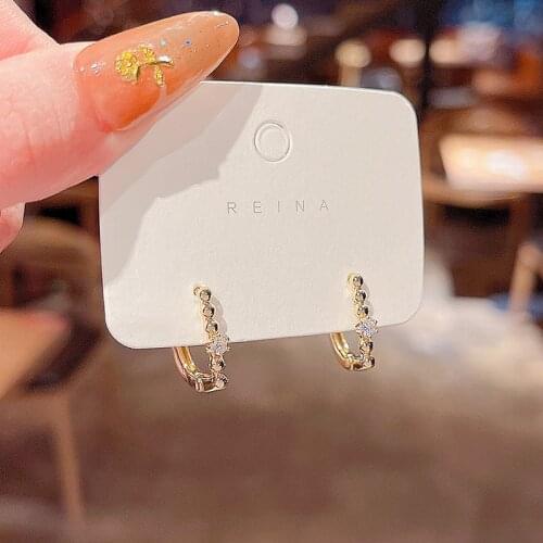 Korean New Trendy Geometric Pearl Zircon Hoop Earrings for Women Delicate Design Elegant Simplicity Jewelry Female Earrings Gift