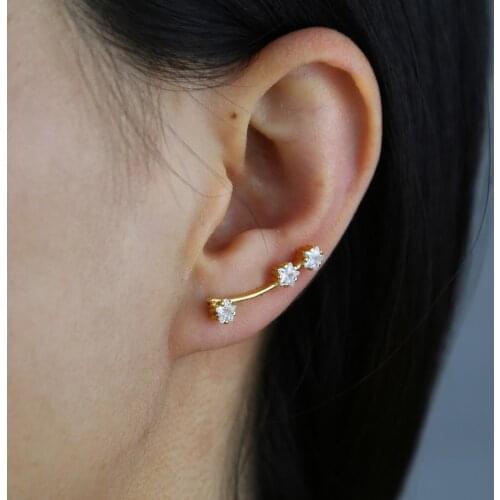 New Three Stars Pave Cz Earrings Multiple Long Wire Fashion Jewelry Elegant Valentine Gift Cheap Unique Bling Star Stud Earrings